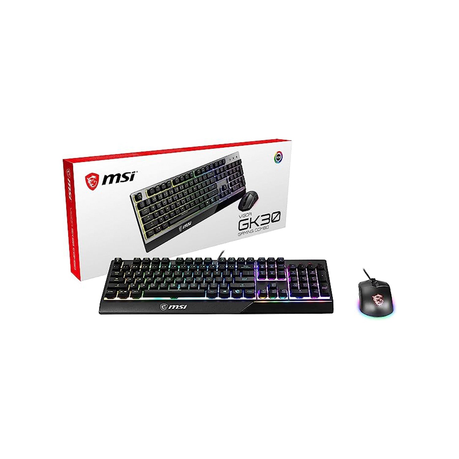 MSI VIGOR GK30 COMBO - Mechanical Gaming Keyboard RGB Backlit USB Wired Keyboard with Plunger Switches  20-key anti-ghosting 104 Keys. for Desktop PC  - Black