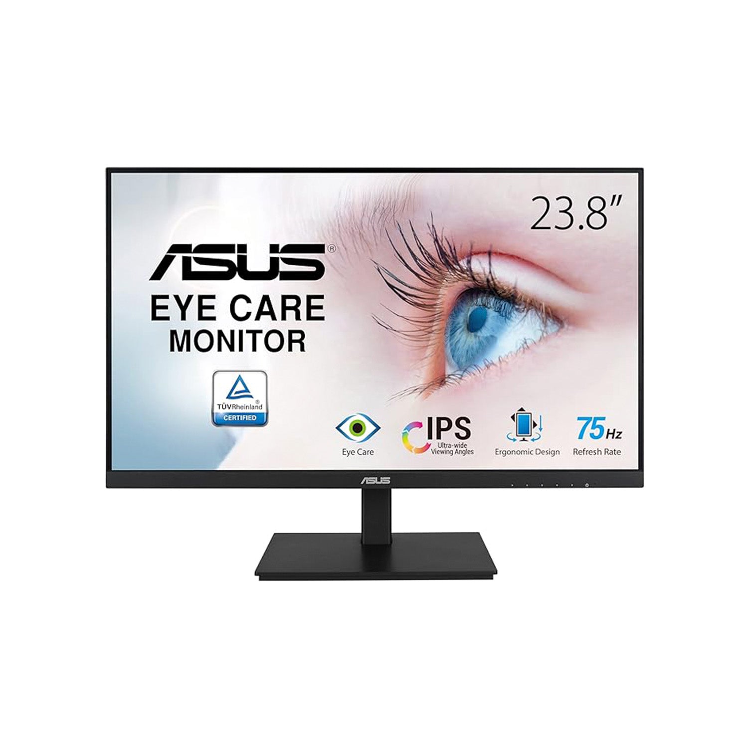 ASUS 24 Inch IPS Full HD(1920 x 1080) monitor 75Hz Refresh Rate Adaptive-Sync. Flicker Free. Speakers. VESA. HDMI. DisplayPort. VGA. Height Adjustable (VA24DQSB)