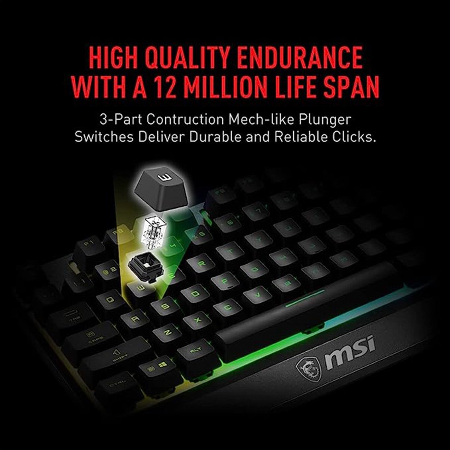 MSI VIGOR GK30 COMBO - Mechanical Gaming Keyboard RGB Backlit USB Wired Keyboard with Plunger Switches  20-key anti-ghosting 104 Keys. for Desktop PC  - Black