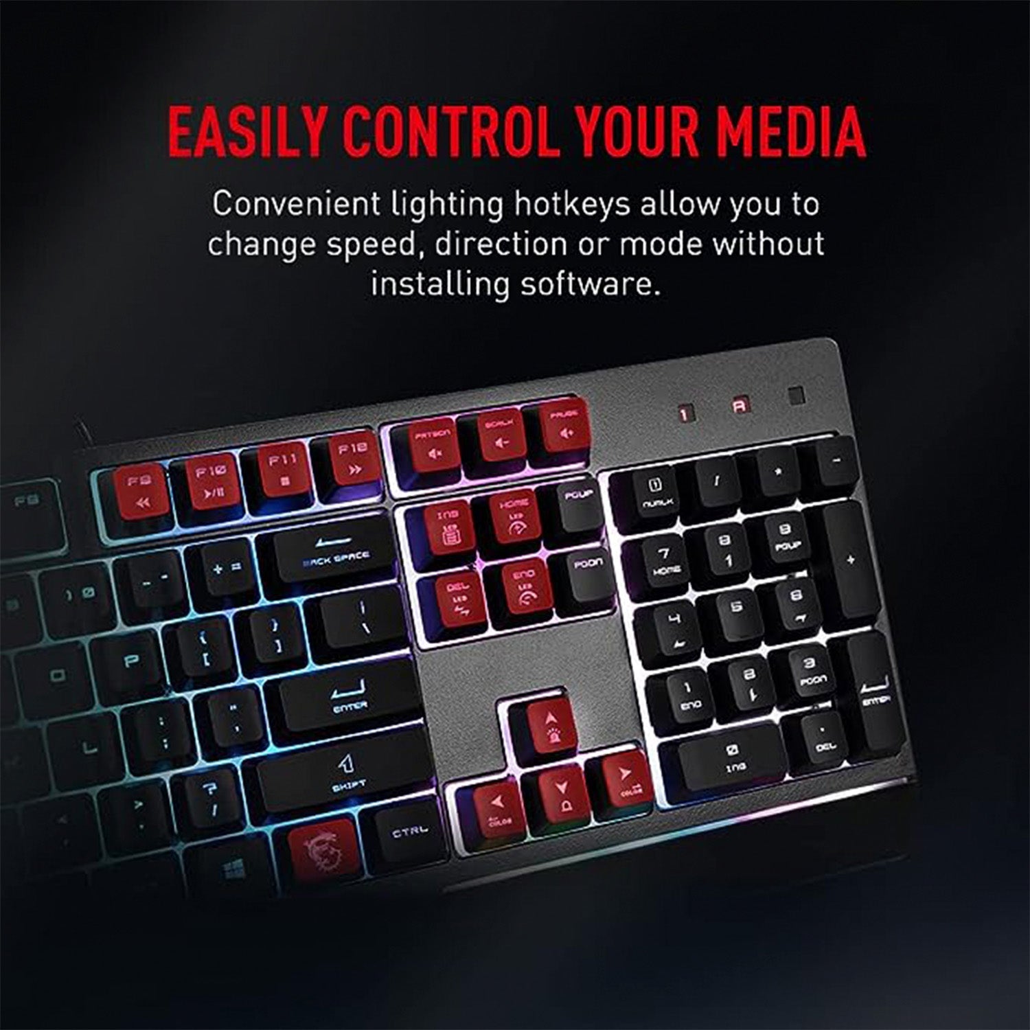 MSI VIGOR GK30 COMBO - Mechanical Gaming Keyboard RGB Backlit USB Wired Keyboard with Plunger Switches  20-key anti-ghosting 104 Keys. for Desktop PC  - Black