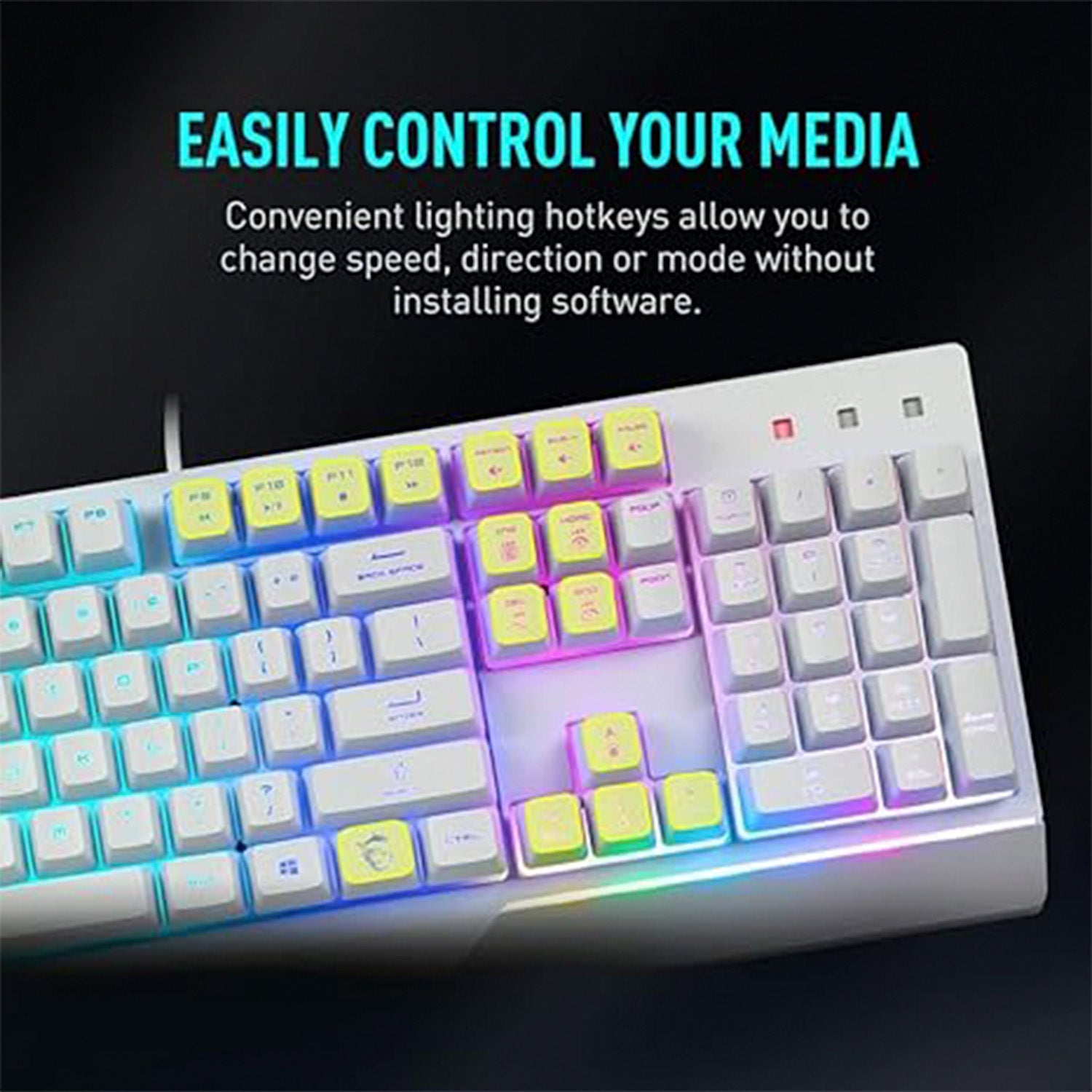 MSI VIGOR GK30 COMBO - Mechanical Gaming Keyboard RGB Backlit With 7 Lighting Effects. USB Wired Keyboard. Plunger Switches 20-key Anti-ghosting 108 Keys. For Desktop PC - White