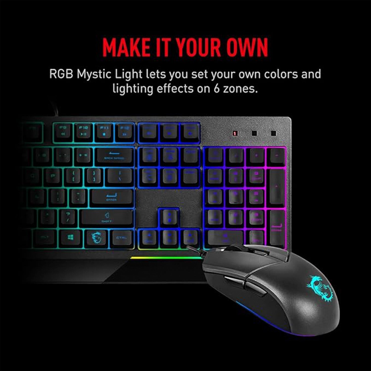 MSI VIGOR GK30 COMBO - Mechanical Gaming Keyboard RGB Backlit USB Wired Keyboard with Plunger Switches  20-key anti-ghosting 104 Keys. for Desktop PC  - Black
