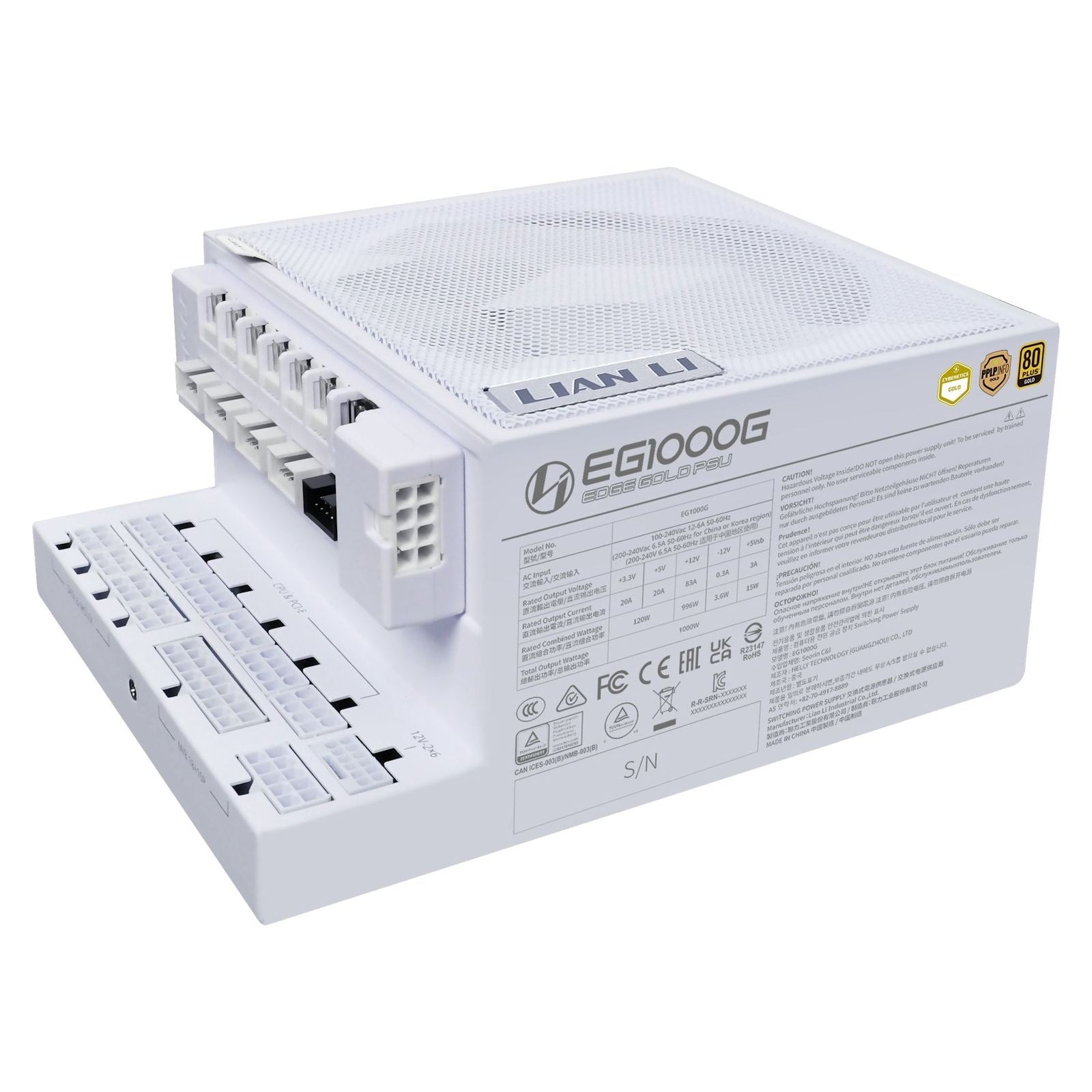 1000W Lian Li Edge ATX 3.1 Gold Modular PSU White