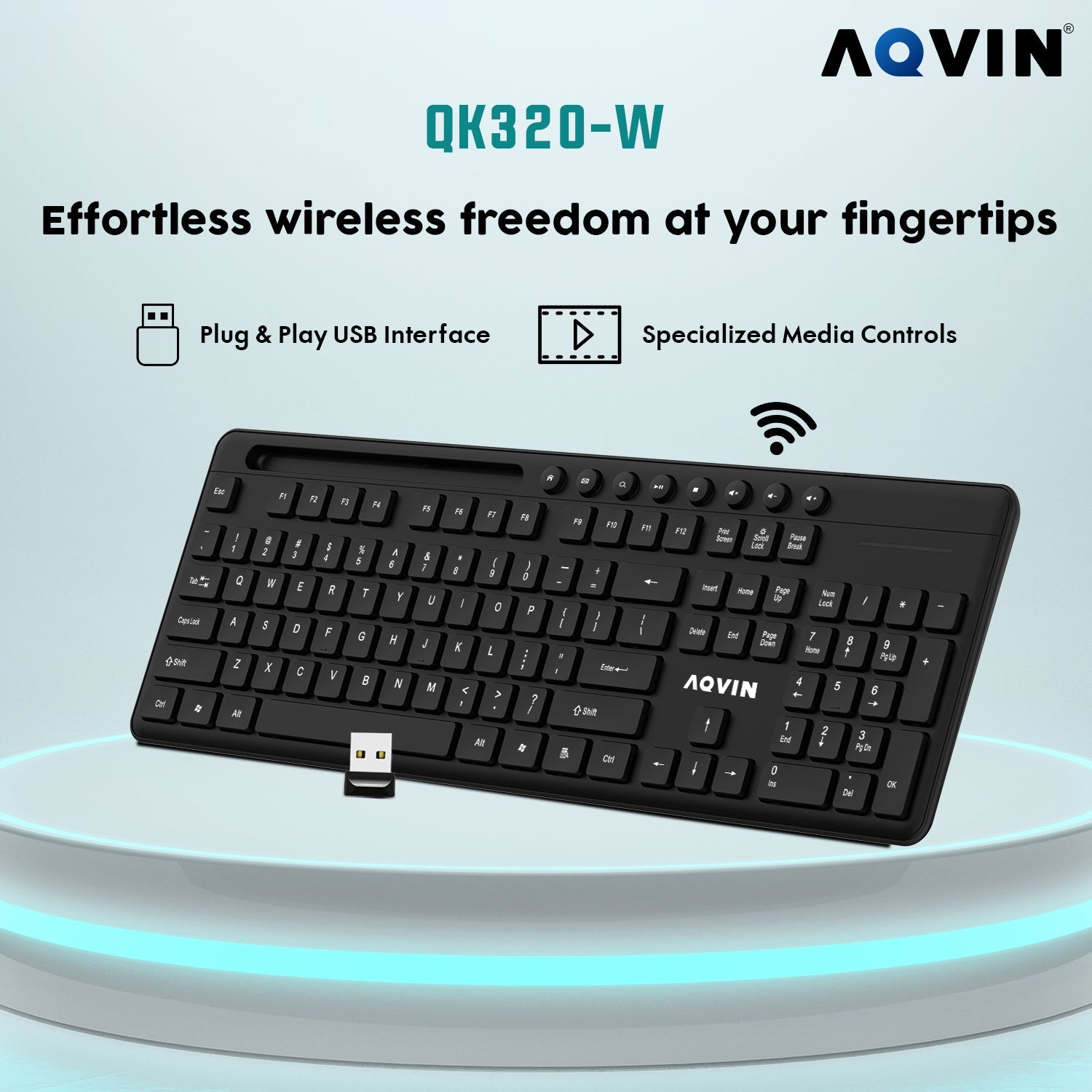 AQVIN Wireless Keyboard and Mouse Combo For Windows - Slim & Sleek Design. 2.4GHz Wireless Transmission With Plug & Play USB Interface. Compatiable With PC / Laptop