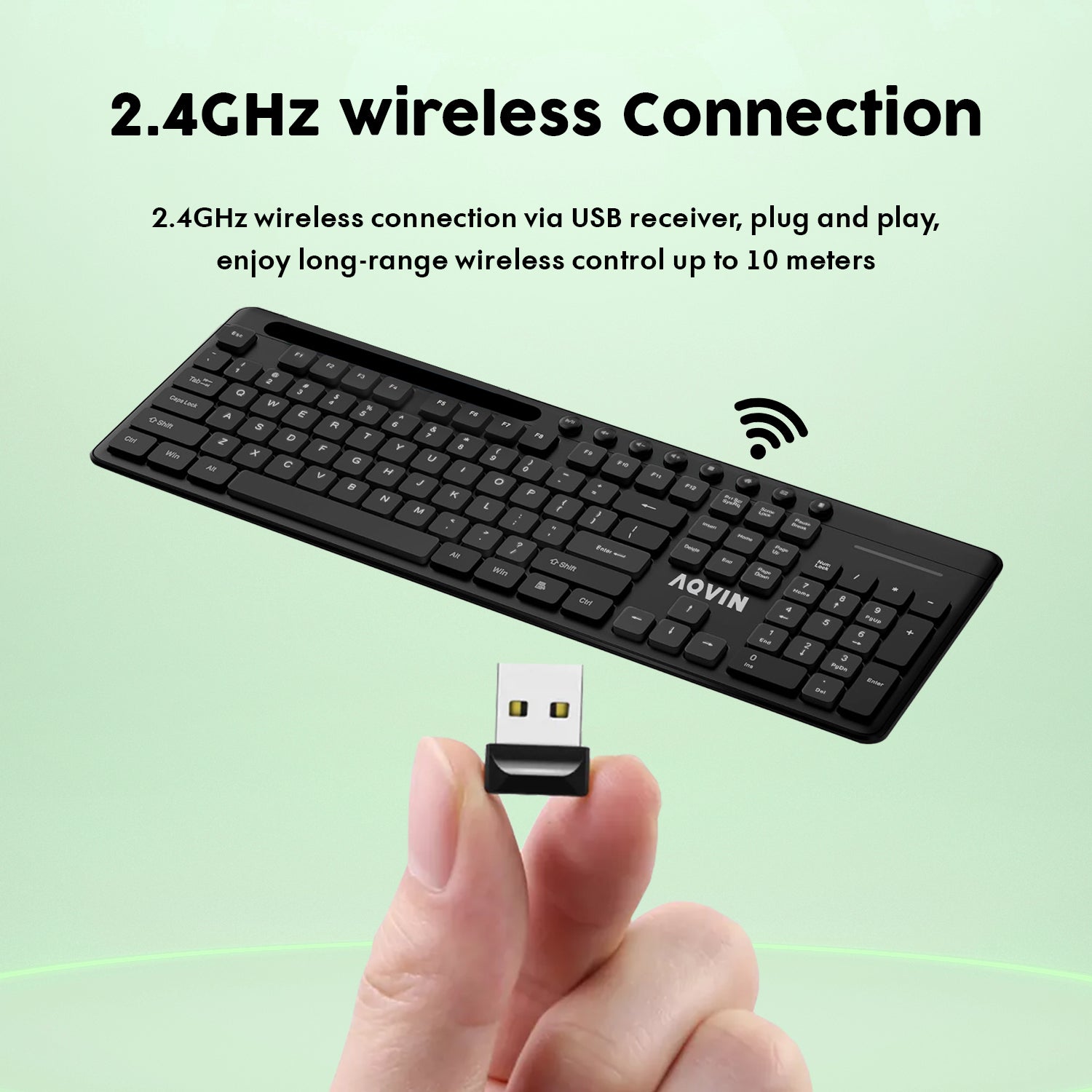 AQVIN Wireless Keyboard and Mouse Combo For Windows - Slim & Sleek Design. 2.4GHz Wireless Transmission With Plug & Play USB Interface. Compatiable With PC / Laptop