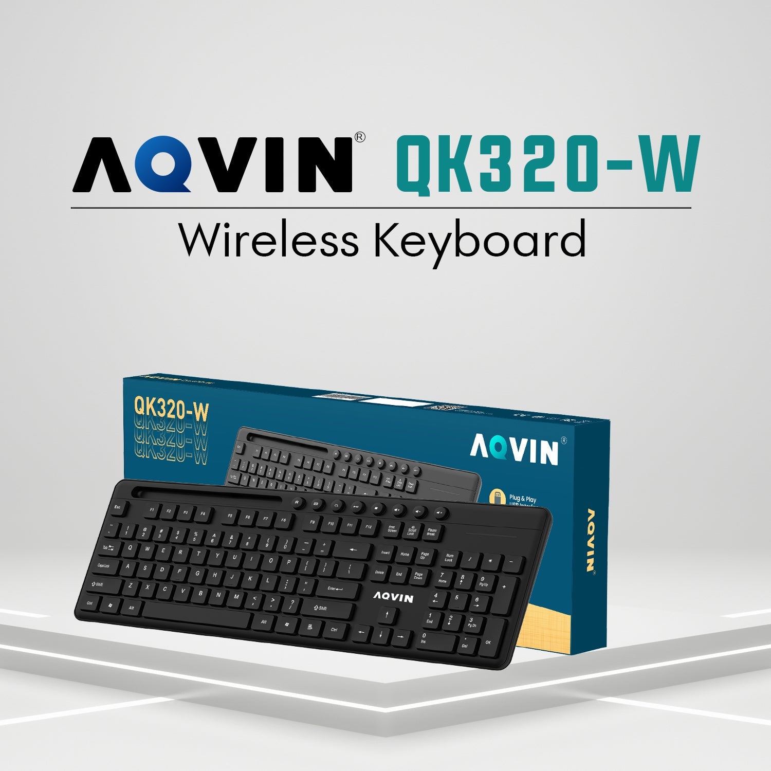 AQVIN Wireless Keyboard and Mouse Combo For Windows - Slim & Sleek Design. 2.4GHz Wireless Transmission With Plug & Play USB Interface. Compatiable With PC / Laptop