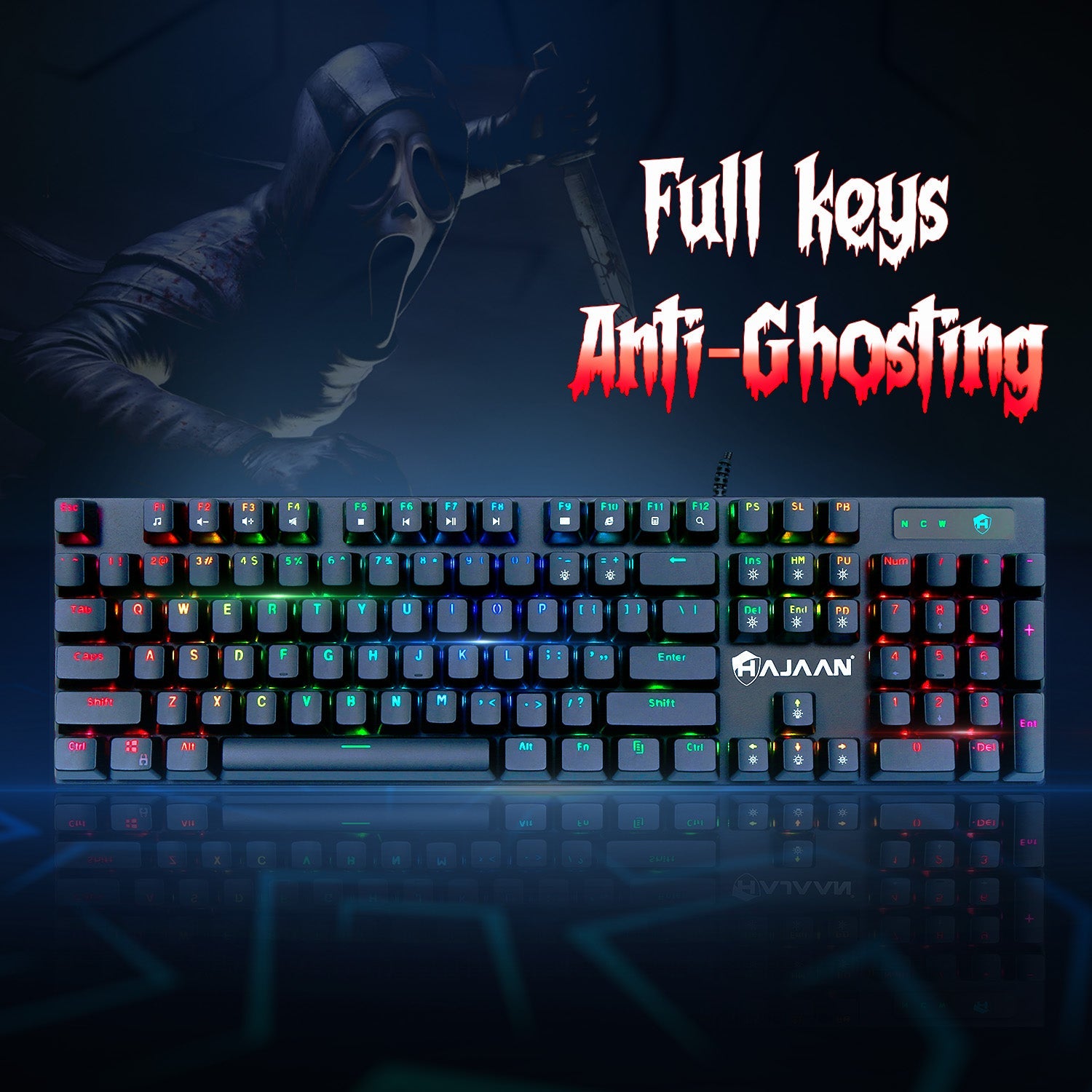 HAJAAN Wired Mechanical Gaming Keyboard and Mouse Combo RGB Backlit Gaming Keyboard with Anti-Ghosting 104 Keys and Blue Switch. RGB Gaming Mouse Up to 7200 DPI for Windows PC Gamers - (Black)