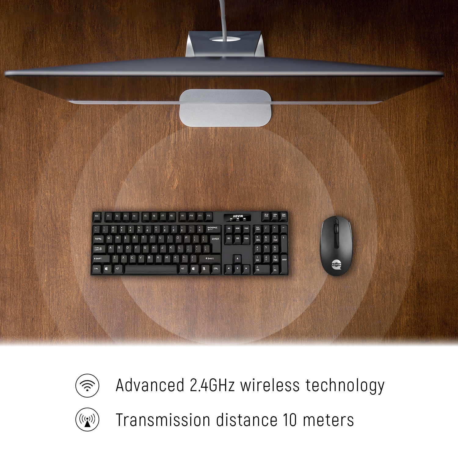 AQVIN QC220-W Wireless Keyboard and Mouse Combo for Windows - Ergonomic Design. 2.4GHz Wireless. USB 2.0 Interface. Compatible with PC & Laptop
