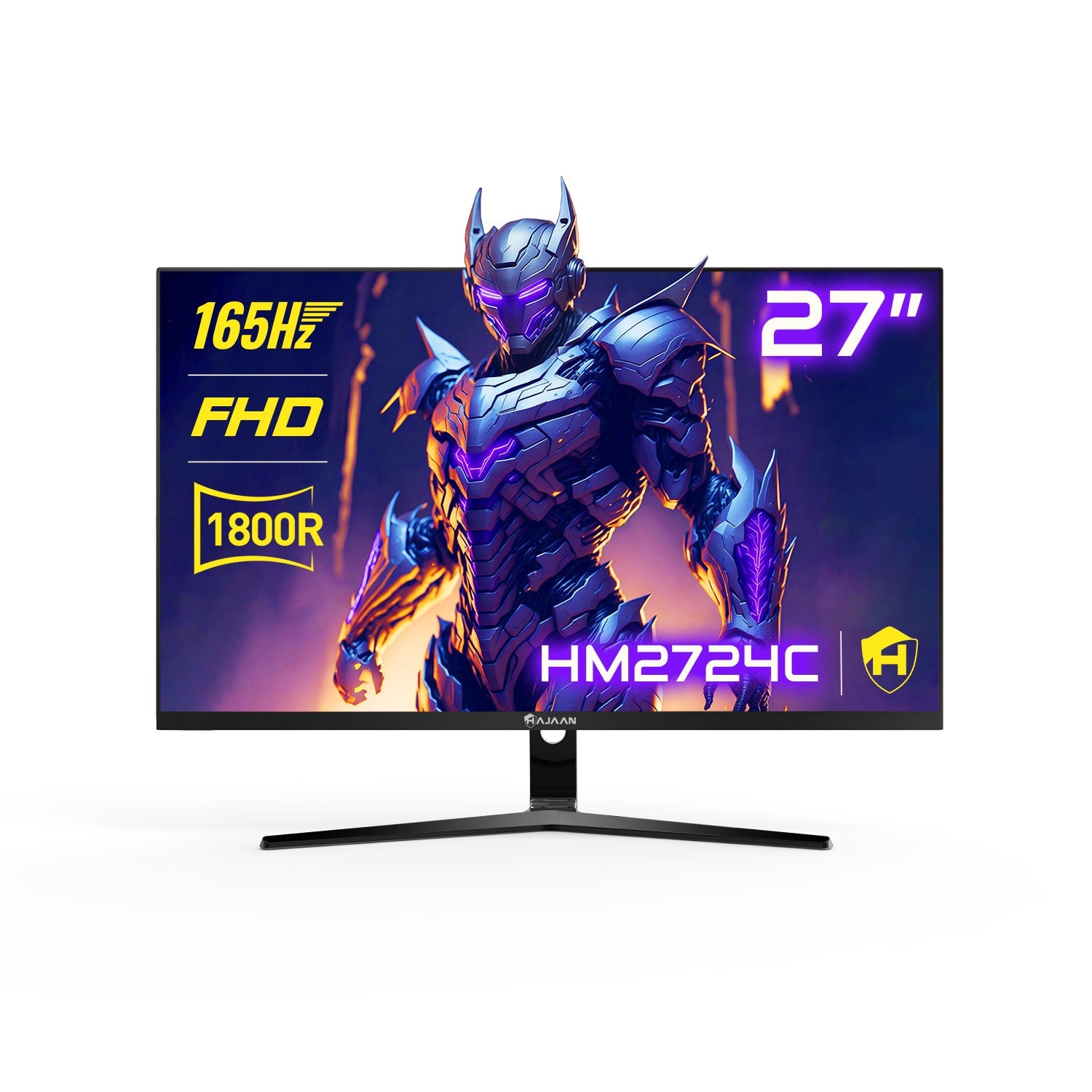 HAJAAN 27 Inch FHD Curved Gaming Monitor with RGB Backlight 165Hz Refresh Rate | VA Panel. Wall Mountable | HDMI. DP. USB (HM2724C)