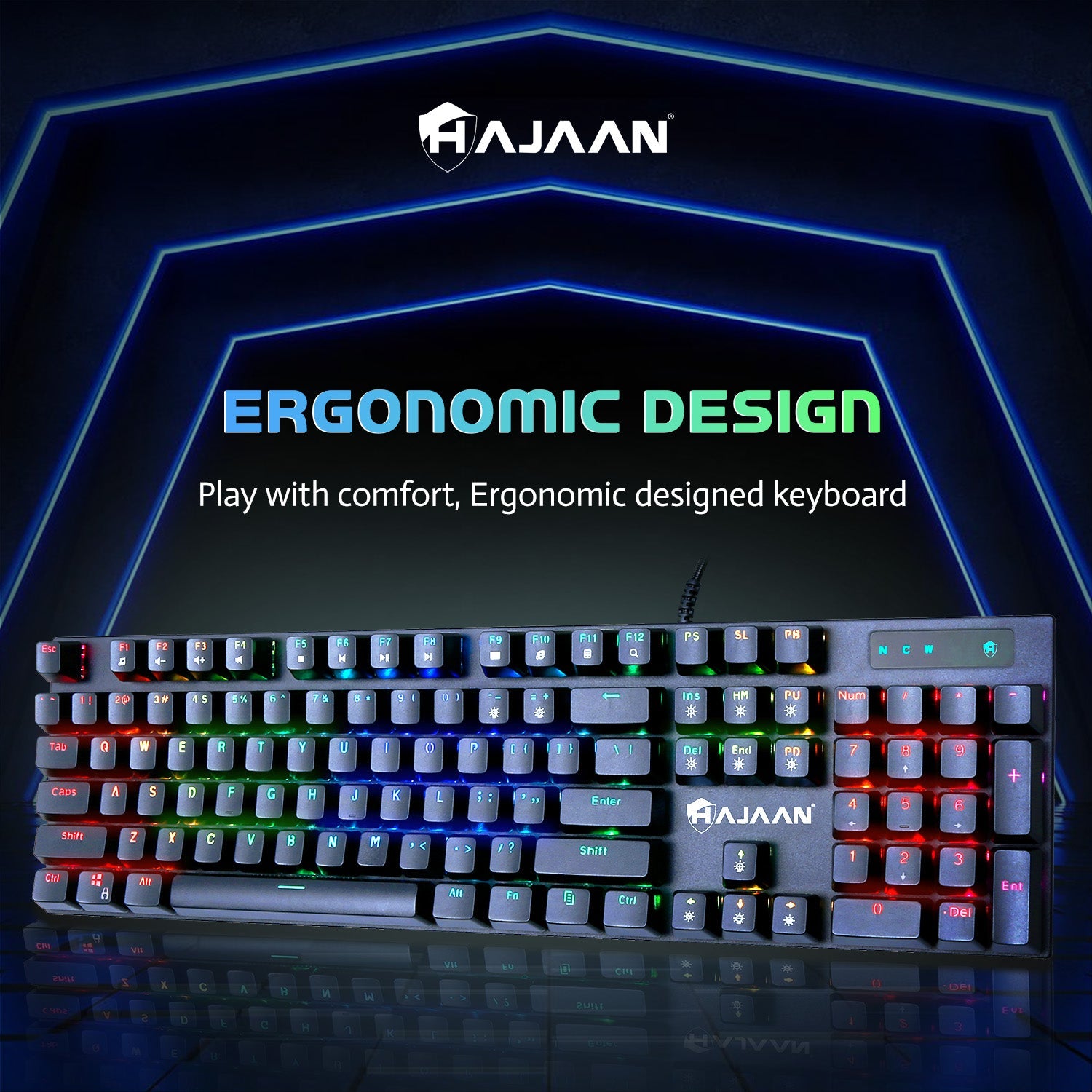 HAJAAN Wired Mechanical Gaming Keyboard and Mouse Combo RGB Backlit Gaming Keyboard with Anti-Ghosting 104 Keys and Blue Switch. RGB Gaming Mouse Up to 7200 DPI for Windows PC Gamers - (Black)