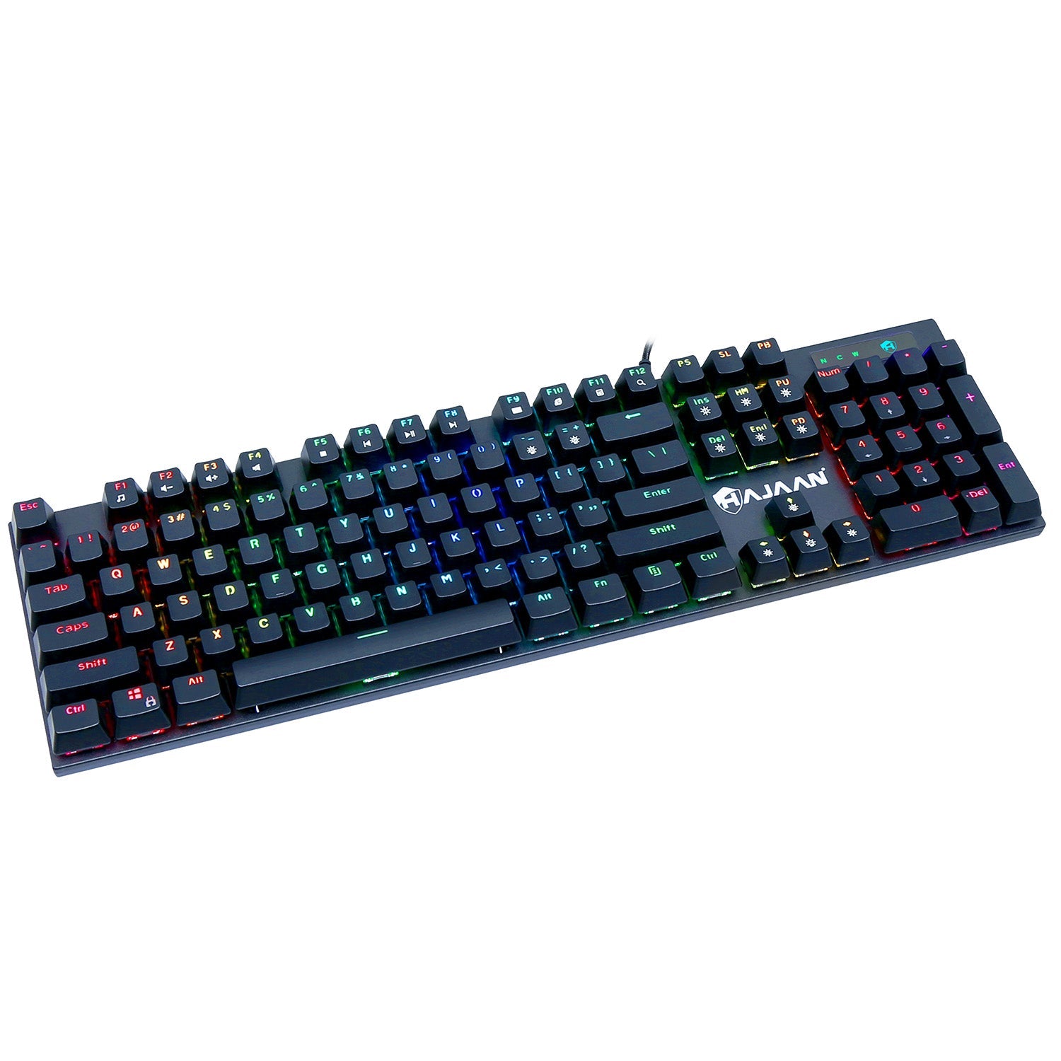 HAJAAN HK620-GM Wired Mechanical Gaming Keyboard RGB Backlit USB Wired Keyboard with Blue Switches. Full Anti-Ghosting 104 Keys. for Desktop PC -Black