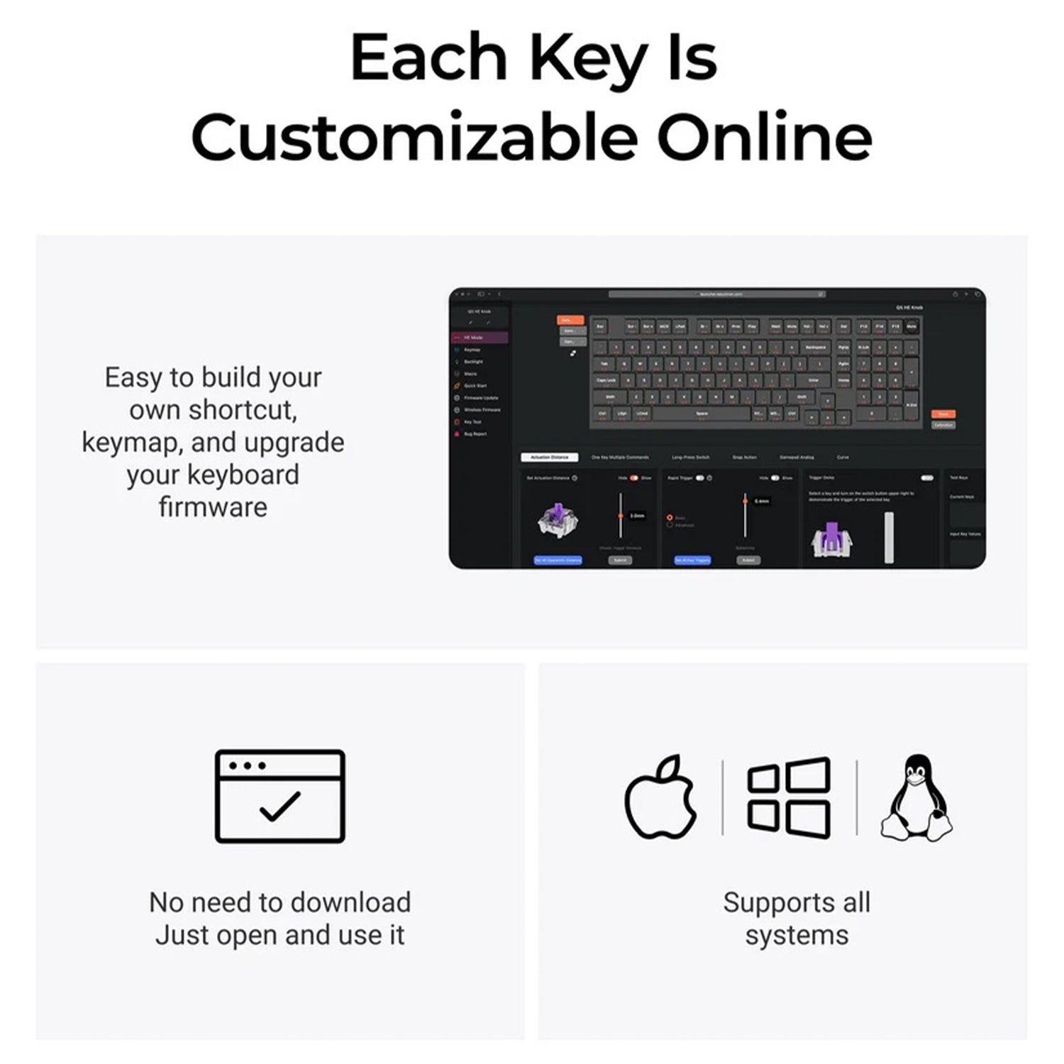 Keychron Q5 HE QMK  Wireless RGB Nebula Switch keyboard - Dynamic Rapid Trigger. Double-Gasket Mount Design With Hot-Swappable - (Q5H-M1)