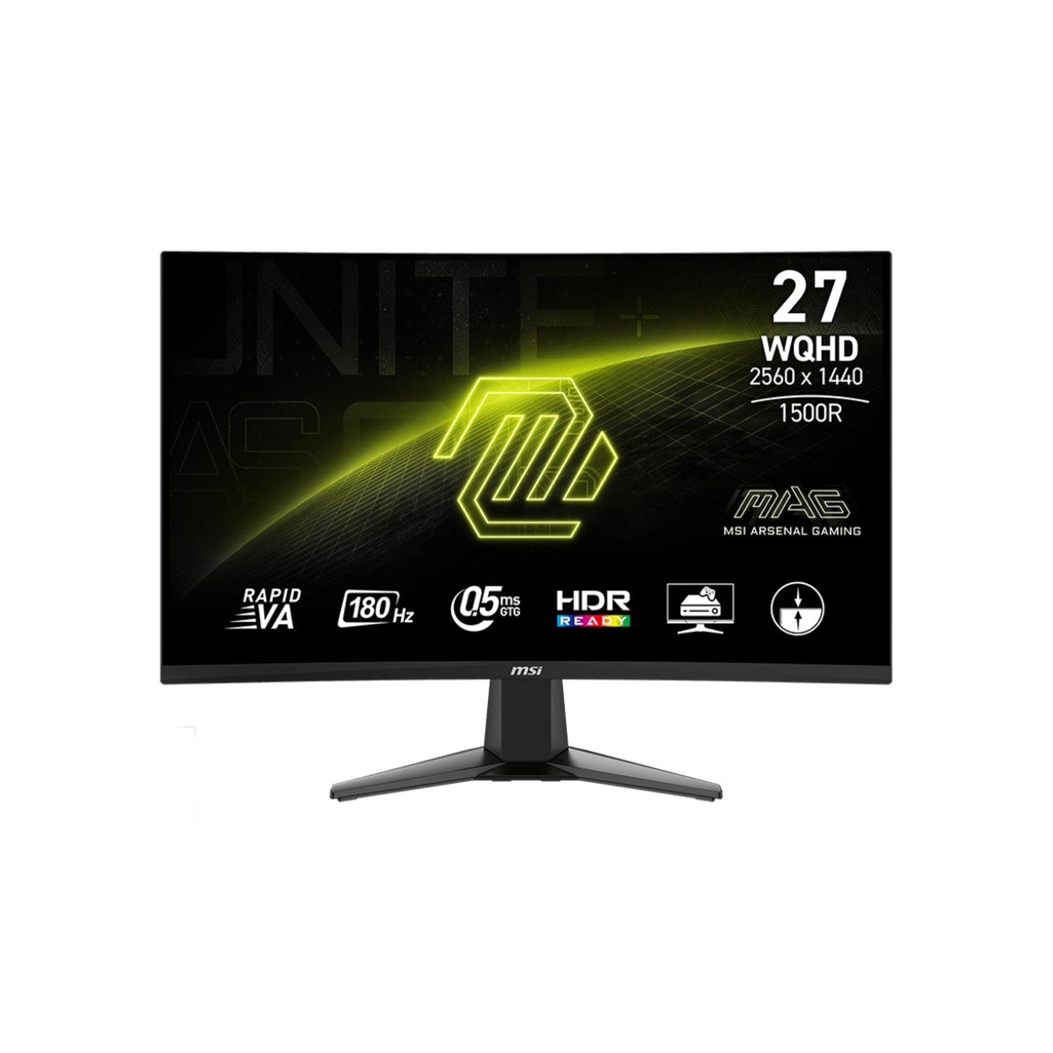 MSI MAG 27CQ6F 27-inch 2560 x 1440(WQHD) Curved Rapid VA Gaming Monitor. 180Hz Refresh Rate. Adaptive-Sync Technology With AI Vision. HDMI / Display Port