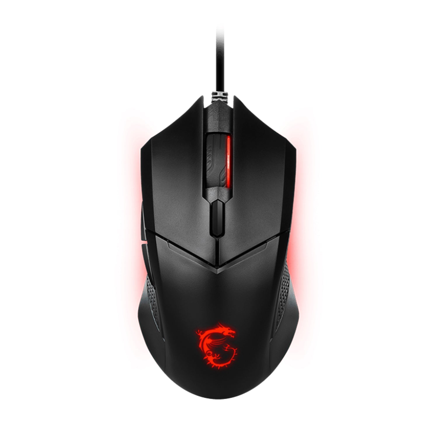 MSI Clutch GM08 Gaming Wired Mouse - Accurate Optical Sensor With Dragon Scale Design Side Grips. On The Fly DPI Changing With Red LED - Black