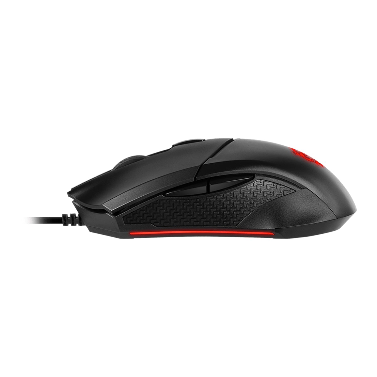 MSI Clutch GM08 Gaming Wired Mouse - Accurate Optical Sensor With Dragon Scale Design Side Grips. On The Fly DPI Changing With Red LED - Black