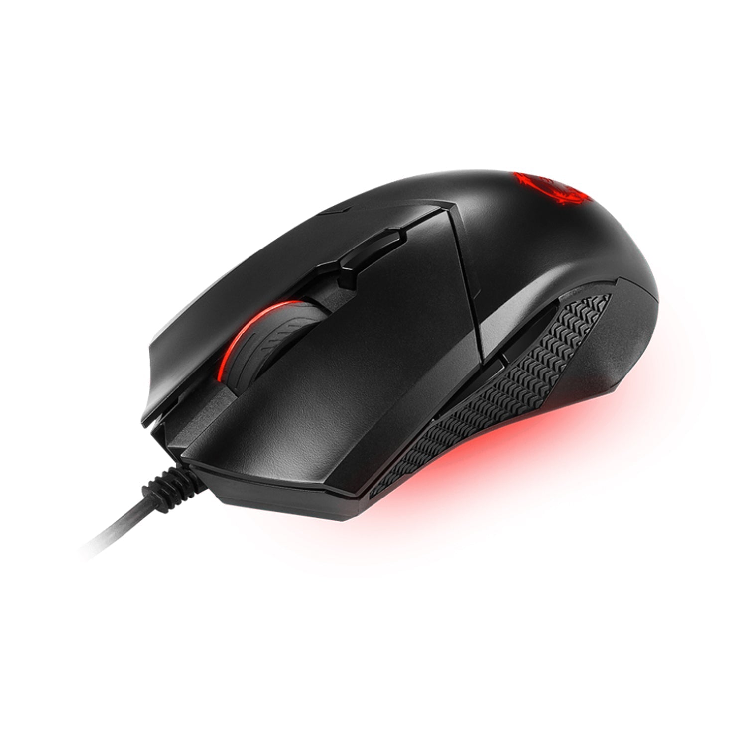 MSI Clutch GM08 Gaming Wired Mouse - Accurate Optical Sensor With Dragon Scale Design Side Grips. On The Fly DPI Changing With Red LED - Black