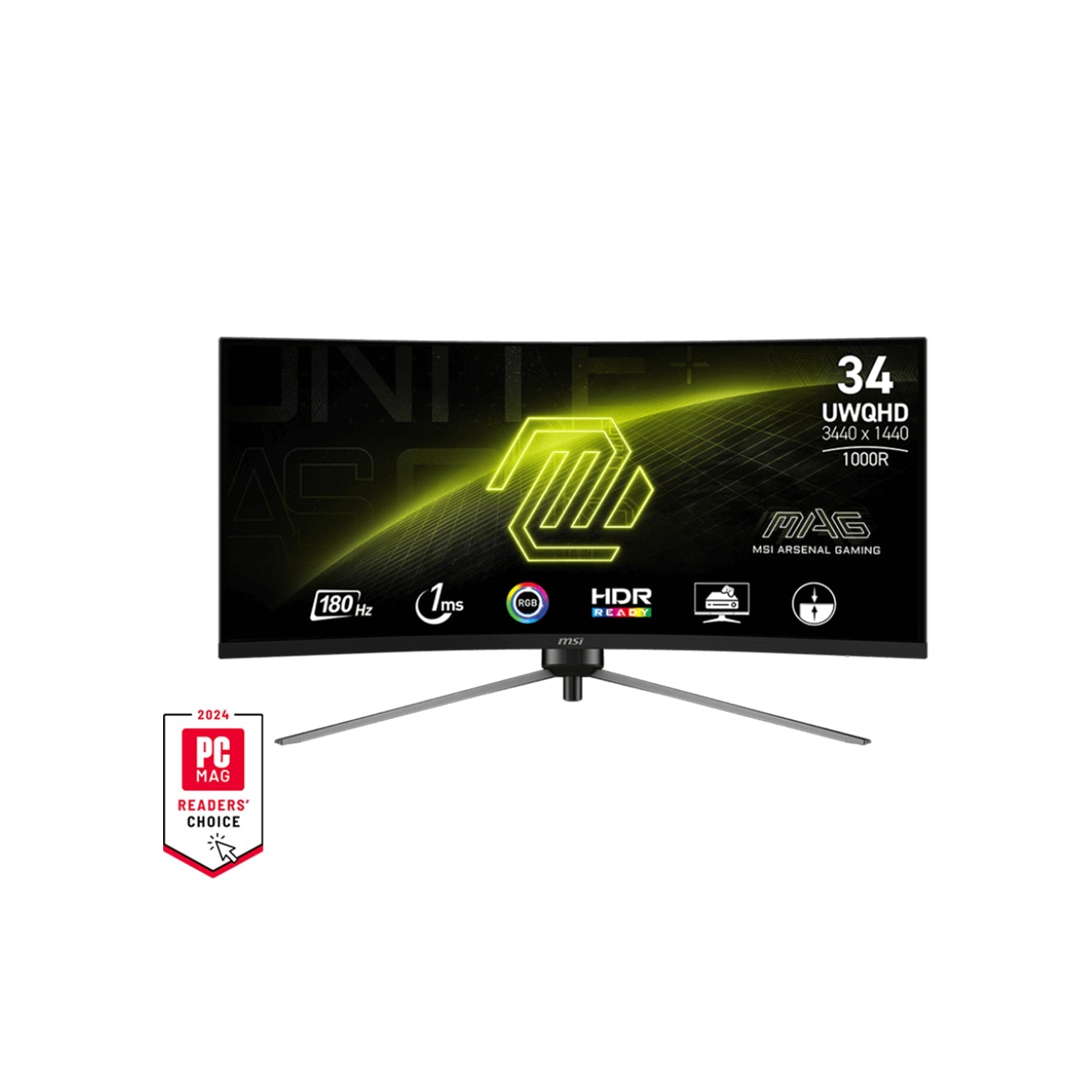 MSI MAG 345CQR 34-Inch (UWQHD) Curved Screen Gaming Monitor - 180Hz Refresh Rate. Adaptive-Sync Technology With AMD FreeSync Premium. HDMI / Display Port