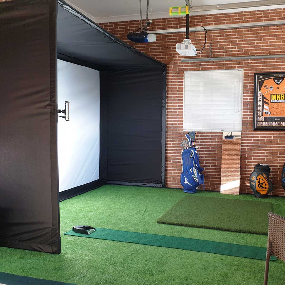 Bushnell Launch Pro Circle B with PlayBetter SimStudio™ COMPLETE Package | Golf Simulator Studio with Impact Screen. Enclosure. Side Barriers. Hitting/Putting Mats. Projector & Protective Case
