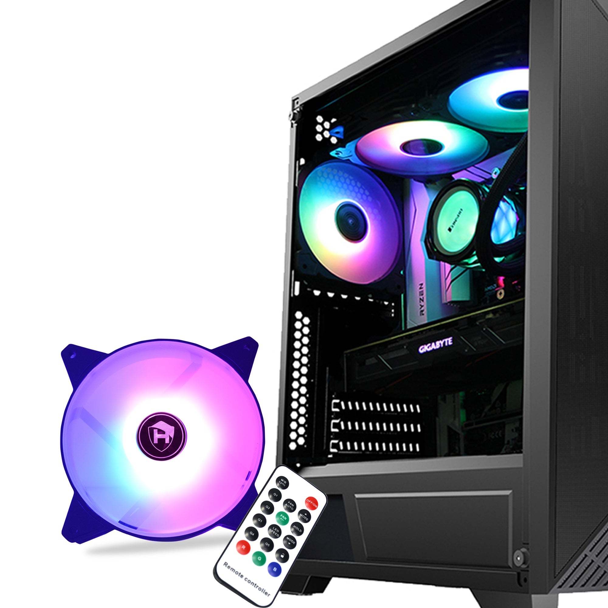 Hajaan 120 mm 3-Pack Computer case Fan.High Airflow RGB Effect Case Fan for PC Cooling with Remote Controller. Remote Control RGB LED FAN