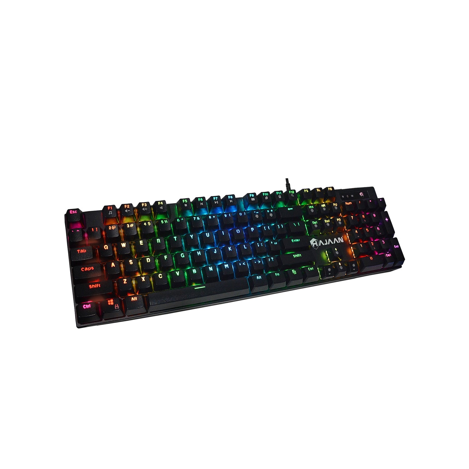 HAJAAN HK620-GM Wired Mechanical Gaming Keyboard RGB Backlit USB Wired Keyboard with Blue Switches. Full Anti-Ghosting 104 Keys. for Desktop PC -Black