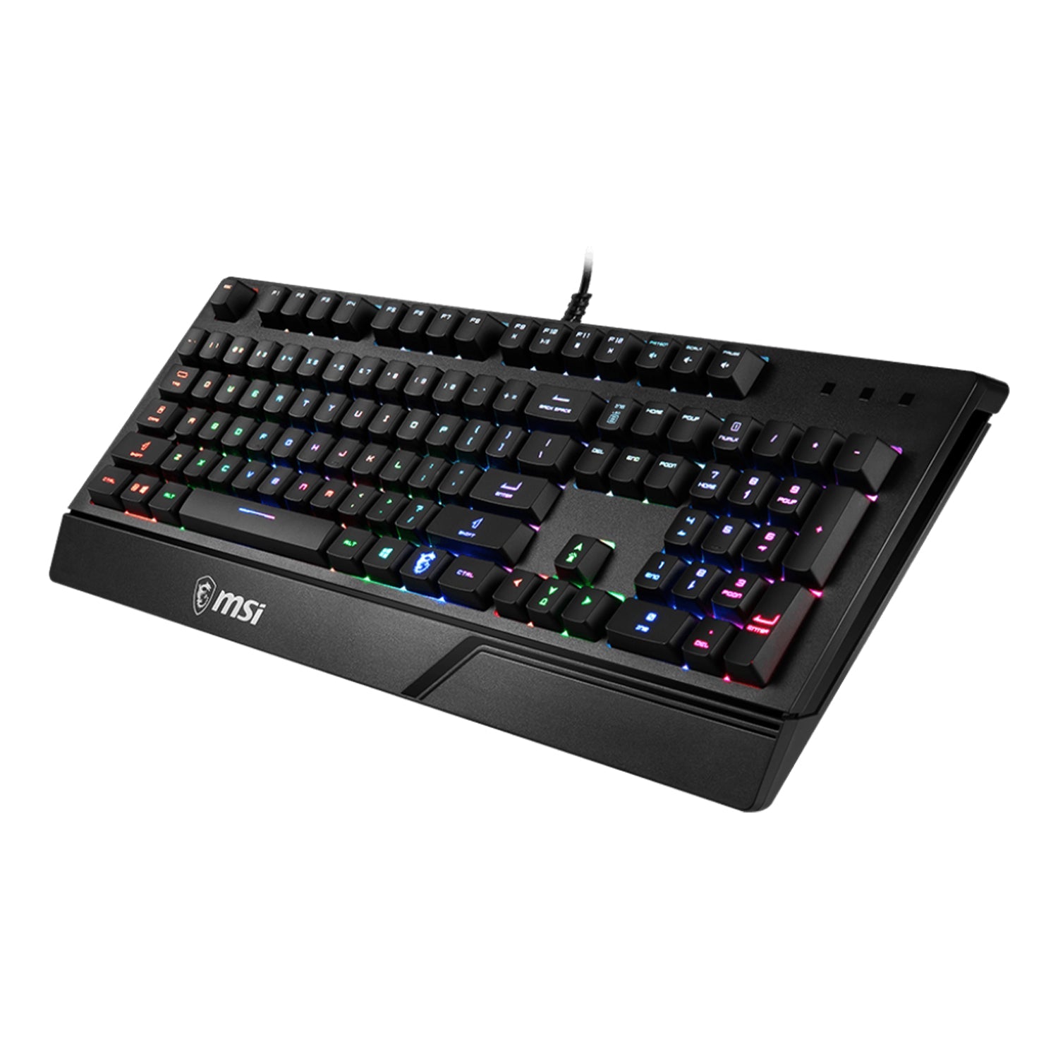 MSI VIGOR GK20 RGB Backlit Gaming Keyboard - Ergonomic Designed Keycaps. USB 2.0 Anti Ghosting With Hotkey Control. Water repellent - Black