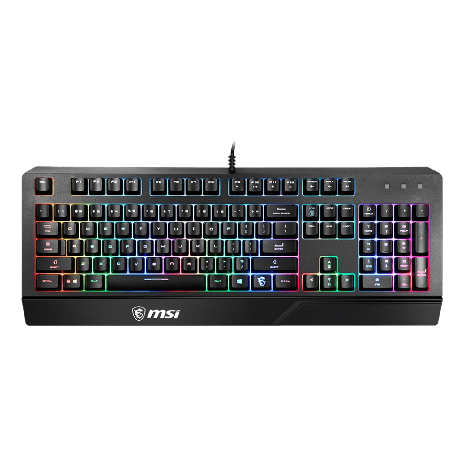 MSI VIGOR GK20 RGB Backlit Gaming Keyboard - Ergonomic Designed Keycaps. USB 2.0 Anti Ghosting With Hotkey Control. Water repellent - Black