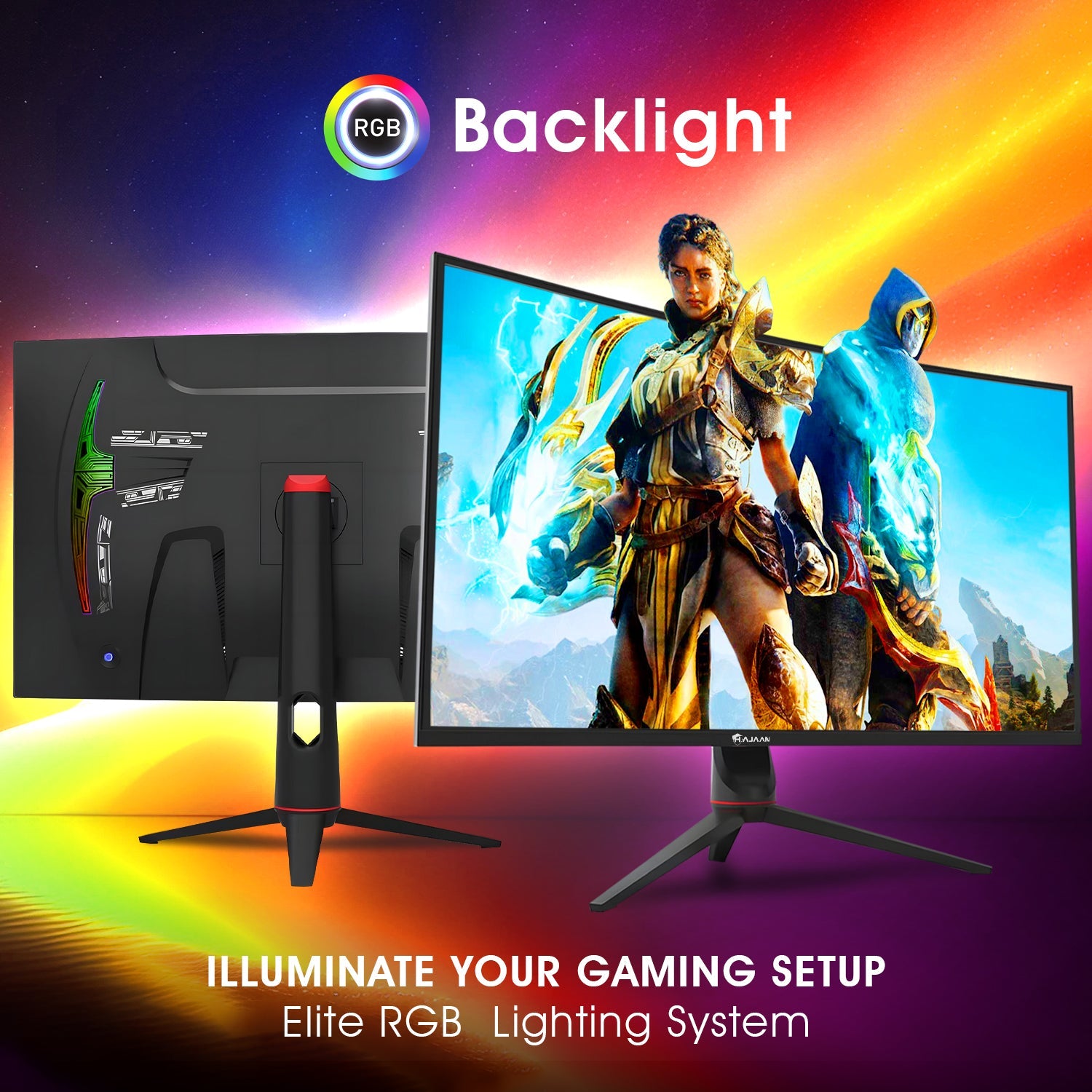 HAJAAN 32 Inch FHD 1080p Curved Gaming Monitor with RGB Lighting 200Hz Refresh Rate with VA Display. Built-in Speakers. Tilt Adjustment. Wall Mountable 2x HDMI. DP (X3223C) - Black