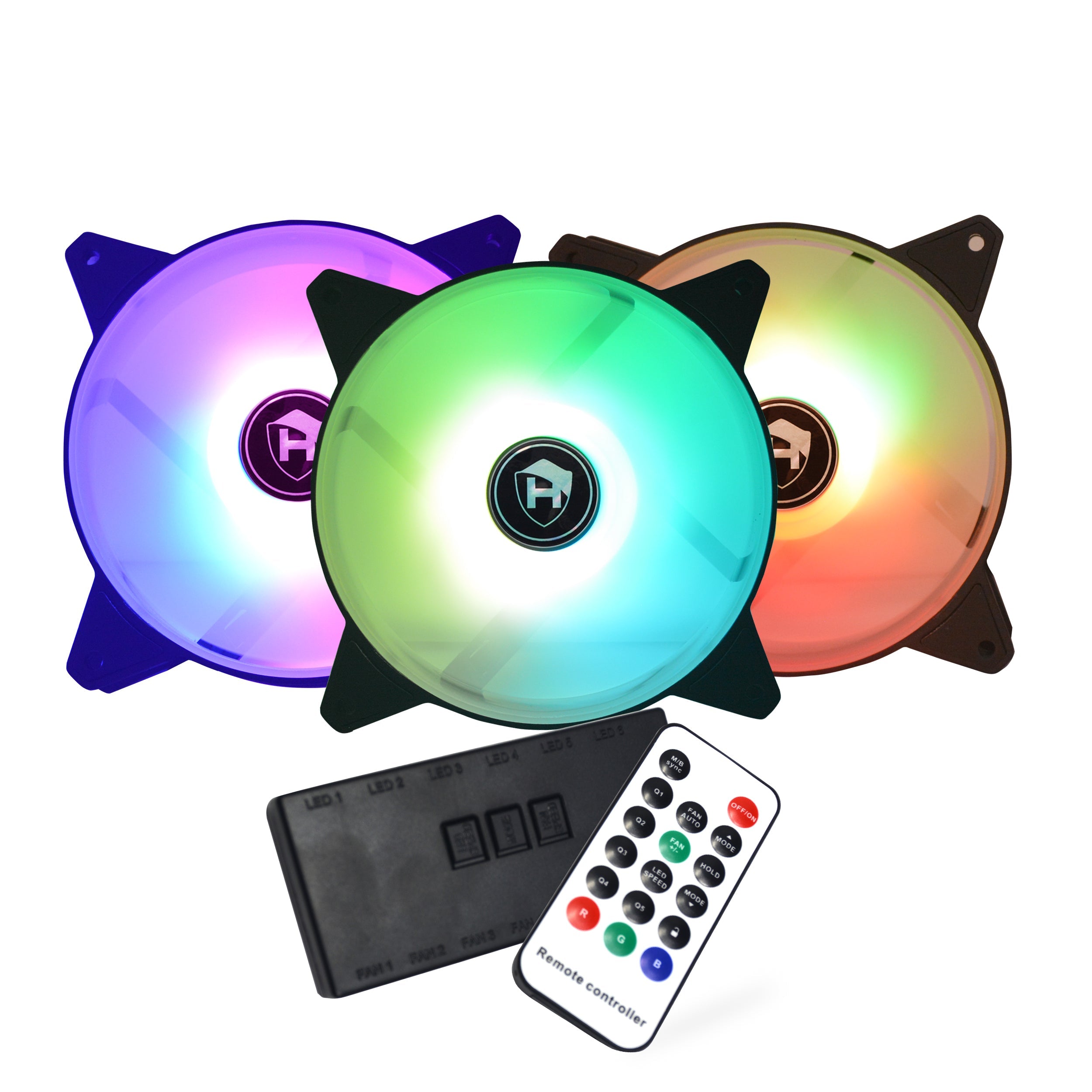 Hajaan 120 mm 3-Pack Computer case Fan.High Airflow RGB Effect Case Fan for PC Cooling with Remote Controller. Remote Control RGB LED FAN