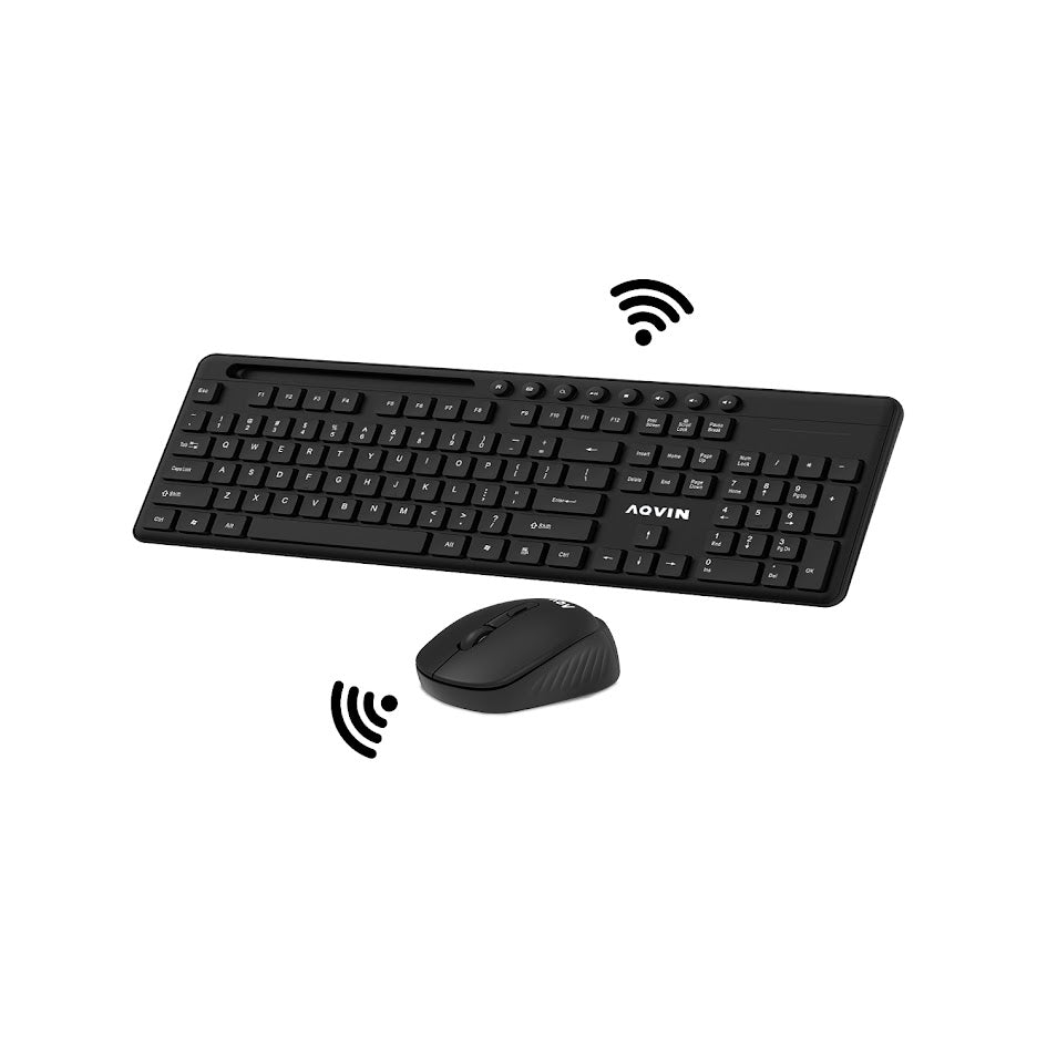 AQVIN Wireless Keyboard and Mouse Combo For Windows - Slim & Sleek Design. 2.4GHz Wireless Transmission With Plug & Play USB Interface. Compatiable With PC / Laptop
